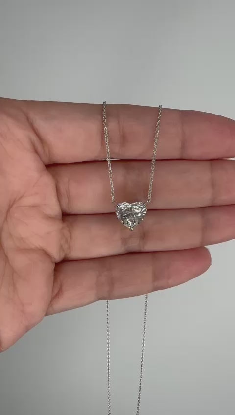 Heart Cut Diamond Solitaire Necklace in 14K Yellow Gold