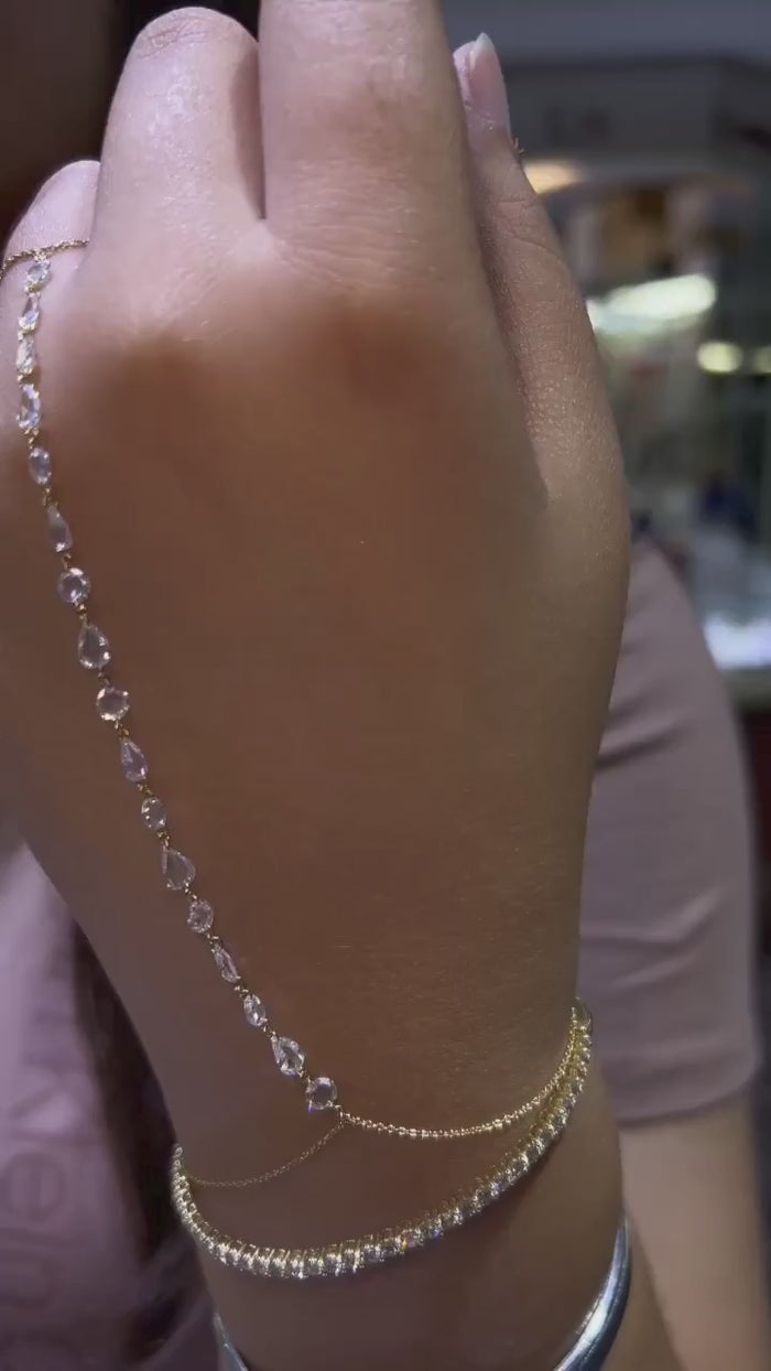 Pear Shape 17 Diamonds 14K (or 18k upon request) Gold Chain Bracelet