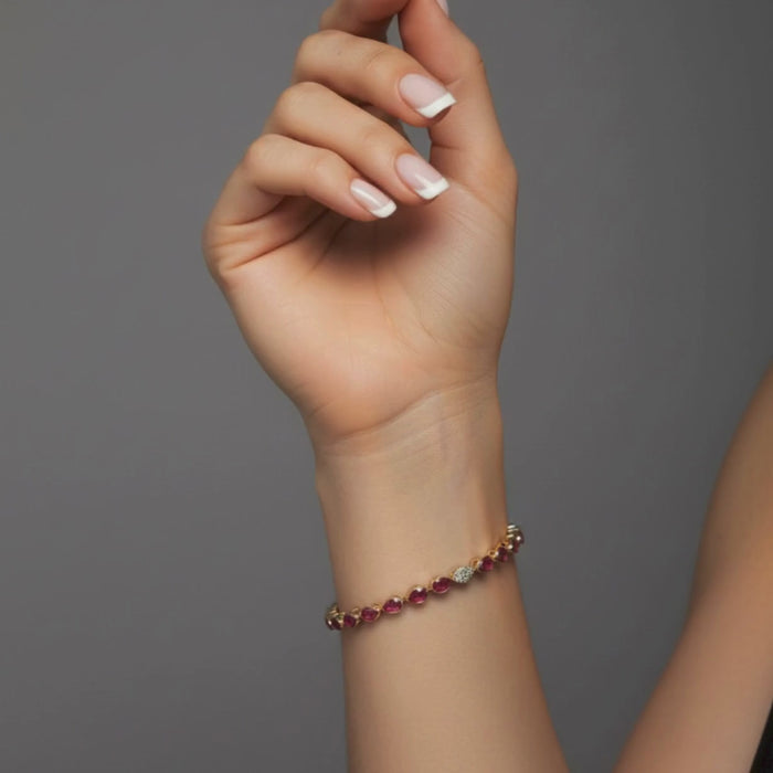 Pear Shaped Evil Eye Ain Hara Bracelet in 14K Yellow Gold