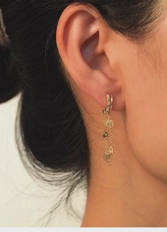 Double Strand Mama Drop Earrings in 14K Yellow Gold