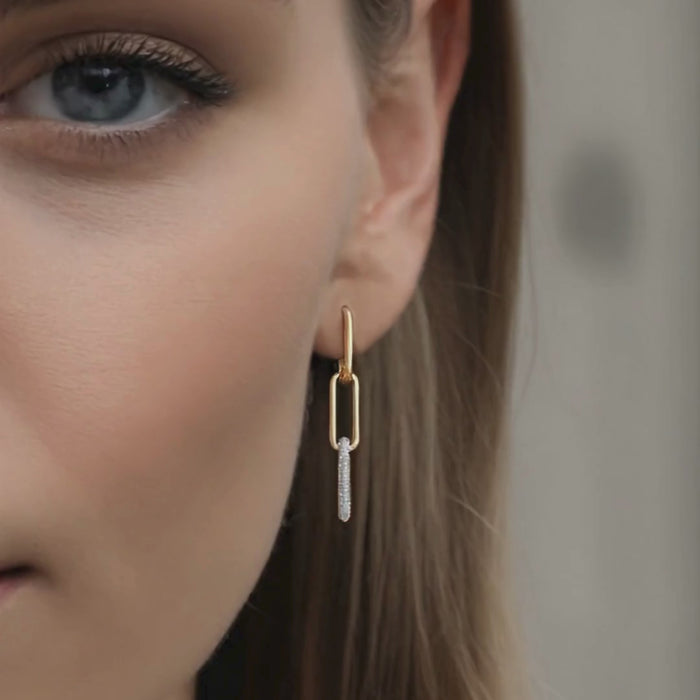 Flow Diamond Danglers Drop Earrings in 14K Yellow Gold