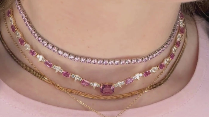 Diamond Choker Certified 2 Carat Pink Sapphire Emerald Cut Necklace