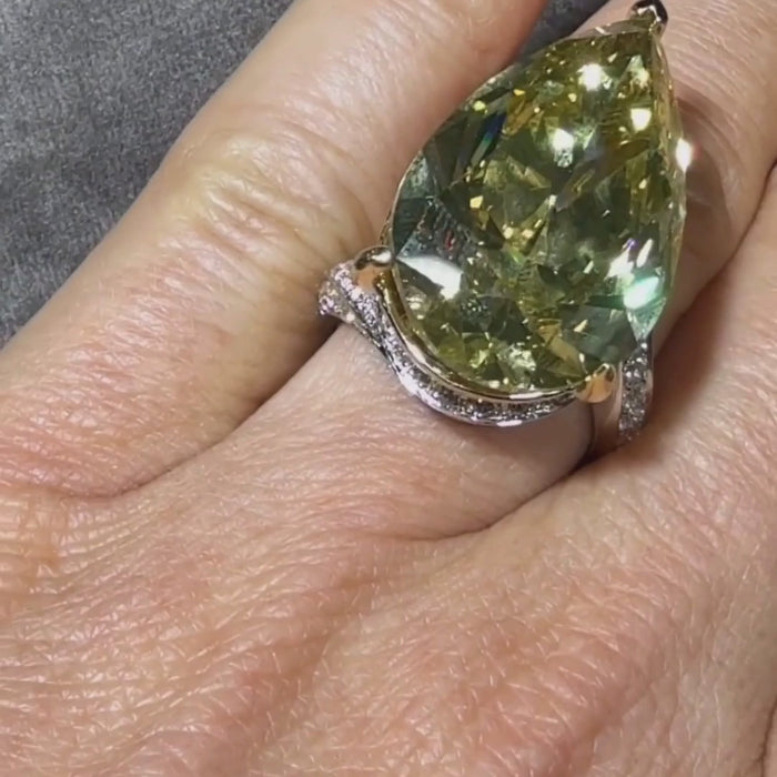 Yellow Diamond Pear Statement Ring 18K in Yellow Gold