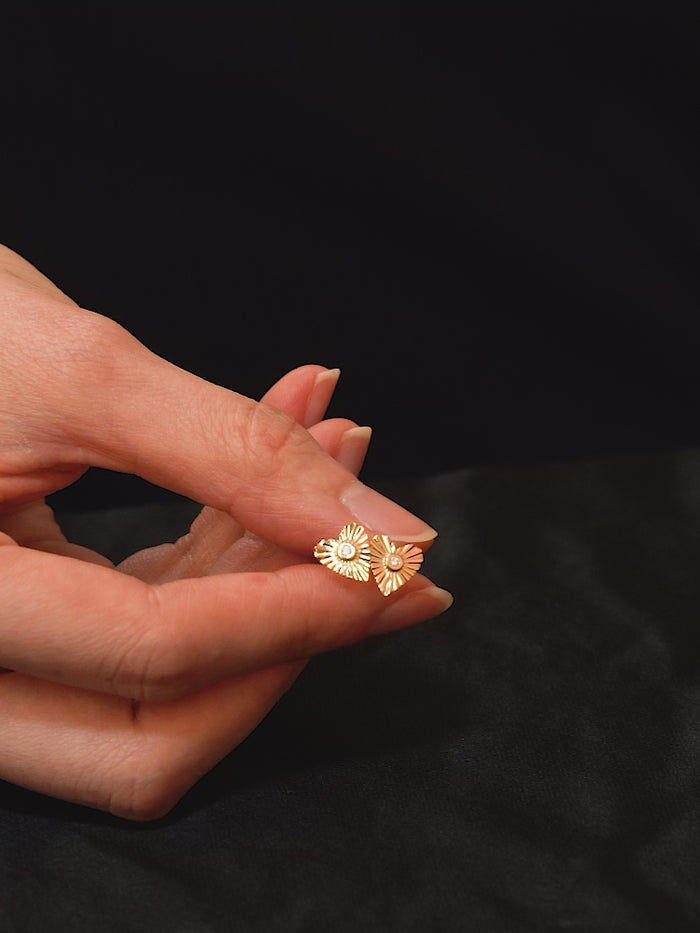 Heart of Light Diamond Earrings in 14K Yellow Gold