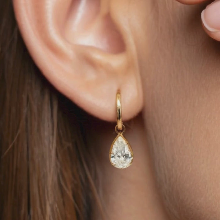 Elysian Pear Diamond 14K (or 18K upon request) Yellow Gold Drop Earrings