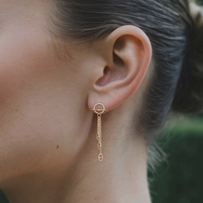 Equinox Chain 14K (or 18k upon request) Yellow Gold Diamond Drop Earrings