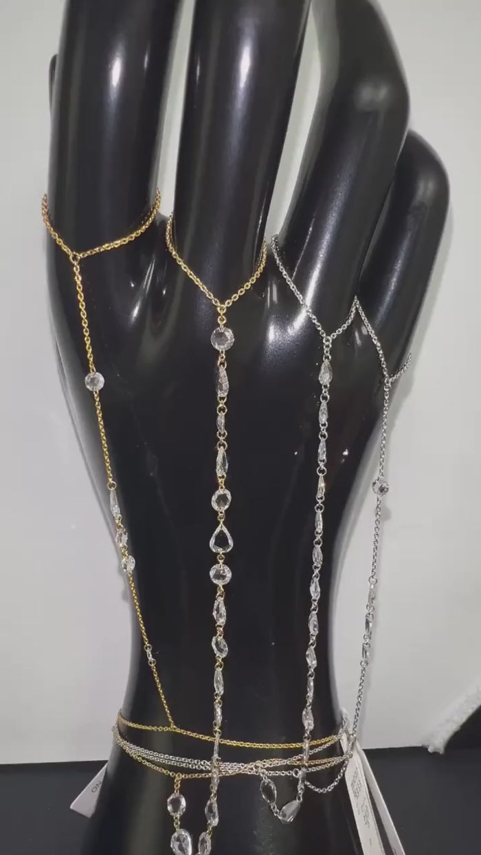 V Shine 26 Diamonds Hand Chain in 14K Yellow Gold