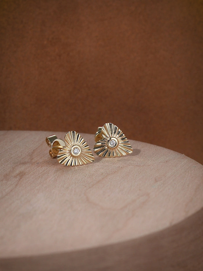 Heart of Light Diamond Earrings in 14K Yellow Gold