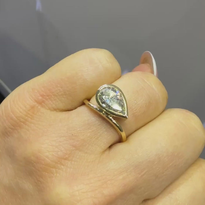 Luna Drop Diamond Ring in 14K Yellow Gold