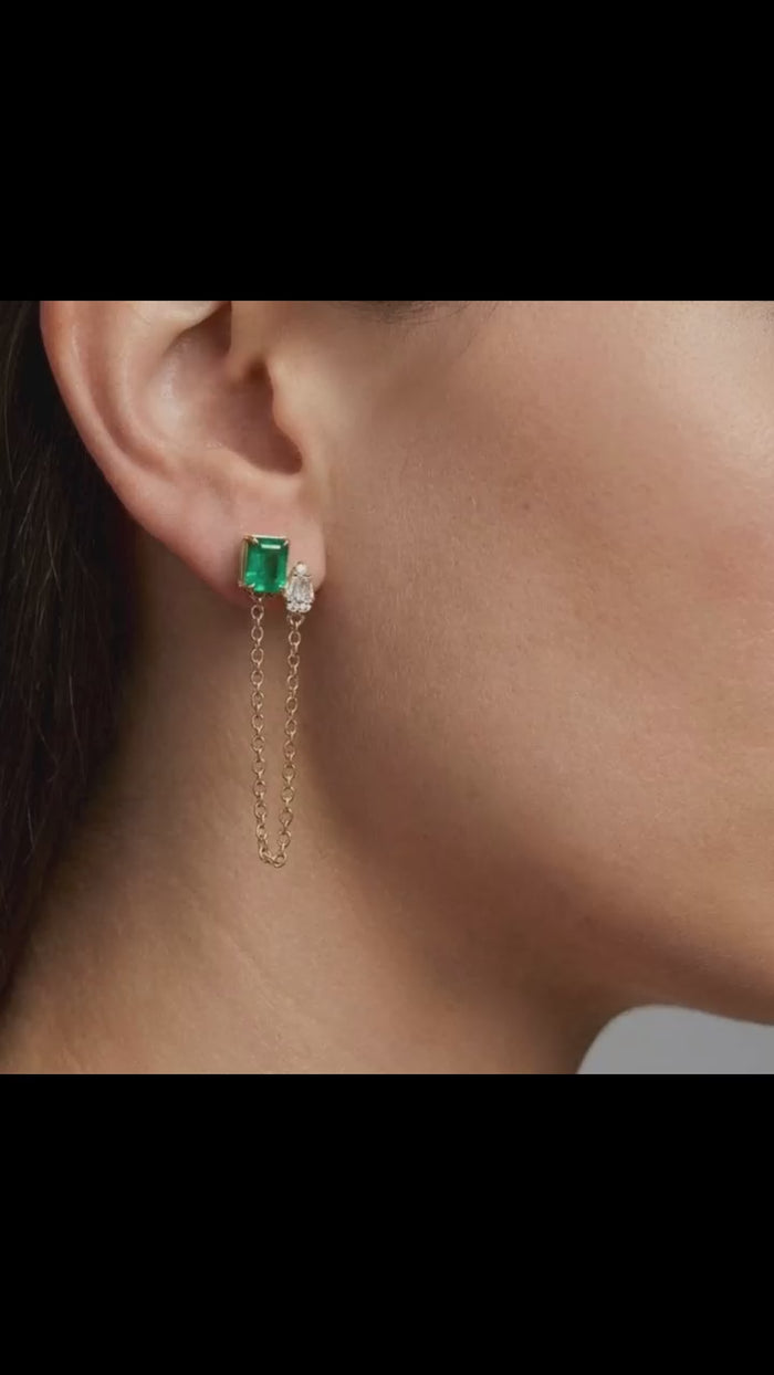 Grace Sapphire Diamond Drop Earrings in 14K Yellow Gold