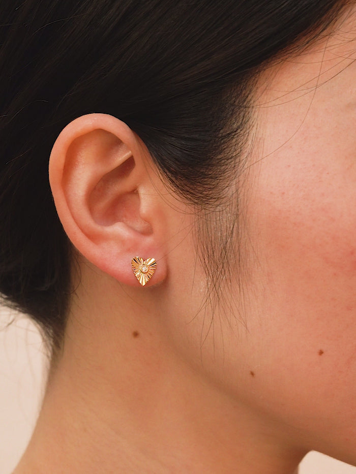 Heart of Light Diamond Earrings in 14K Yellow Gold