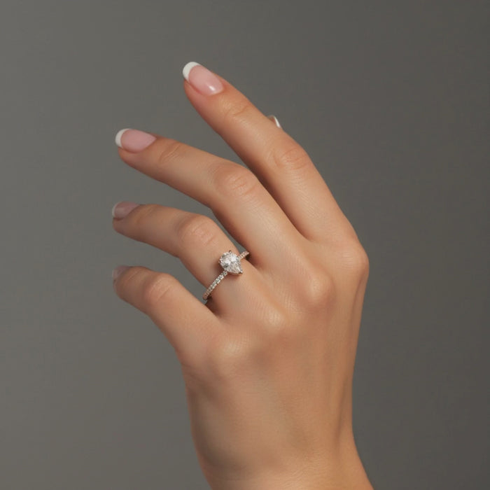 Delicate Solitaire Pear Diamond Ring in 14K Rose Gold