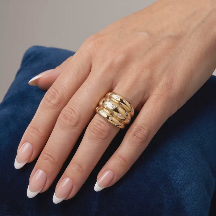 Scattered Diamond Bold Ring in 14K Yellow Gold