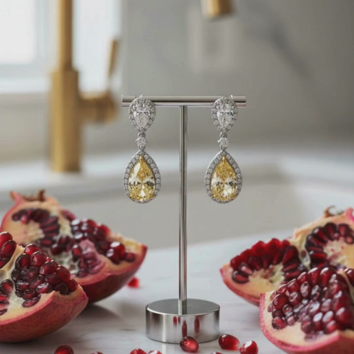 Pear Shaped 14K Drop Diamond Waterfall Earrings