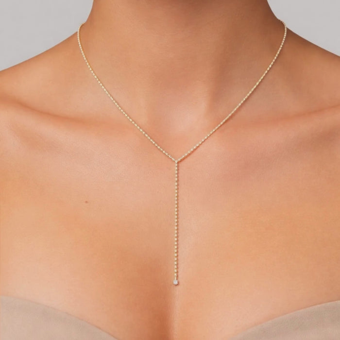 Solace Lariat Diamond Necklace in 14K Yellow Gold