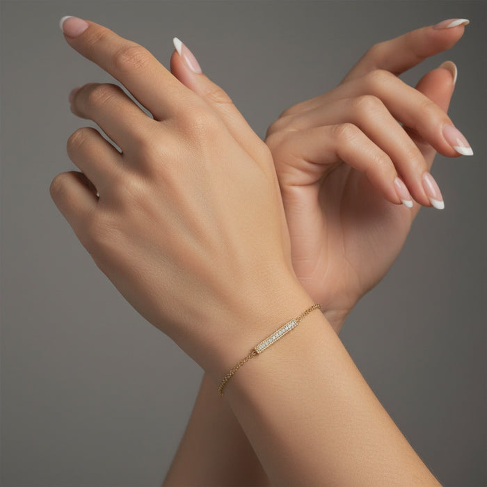 Tiny Dots Bar Diamond Bracelet in 14K Gold