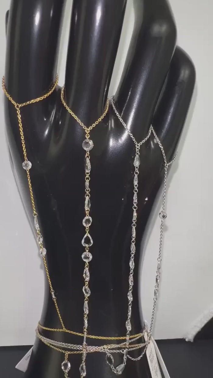 Celestial Circles 19 Diamonds Hand Chain in 14K Yellow Gold