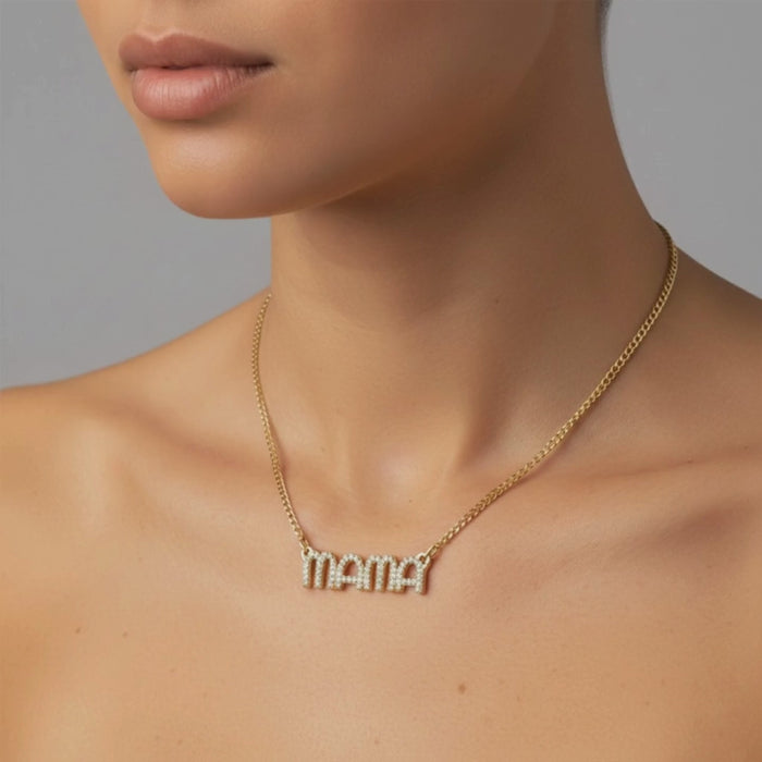 Diamond Charmers Chain Letter Mama Necklace in 14K Gold