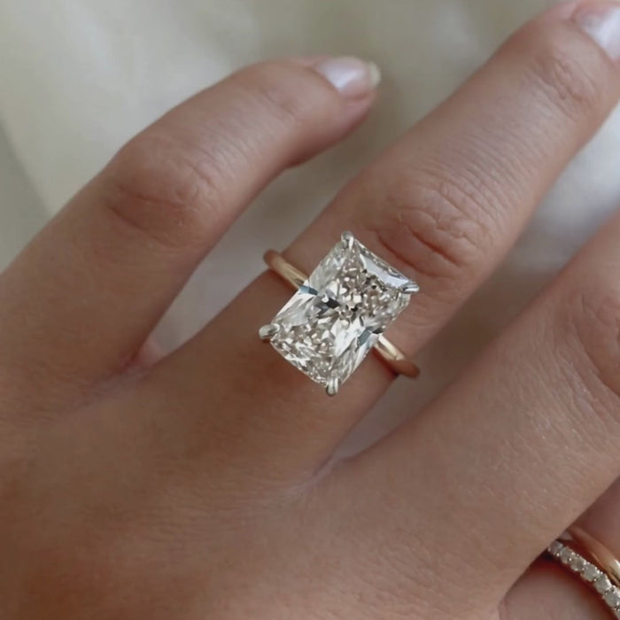 Carat Radiant Cut Lab Engagement Ring in 18K Yellow Gold