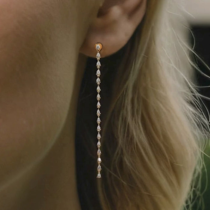 Swirl Diamond 14K (or 18k upon request) Yellow Gold Drop Earrings