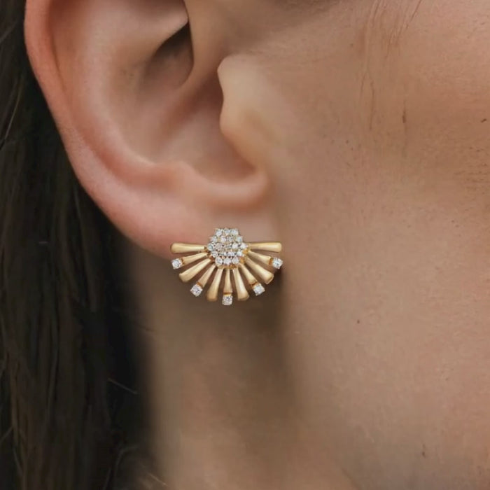 Floral Teardrop Statement Drop Earrings in 14K Yellow Gold
