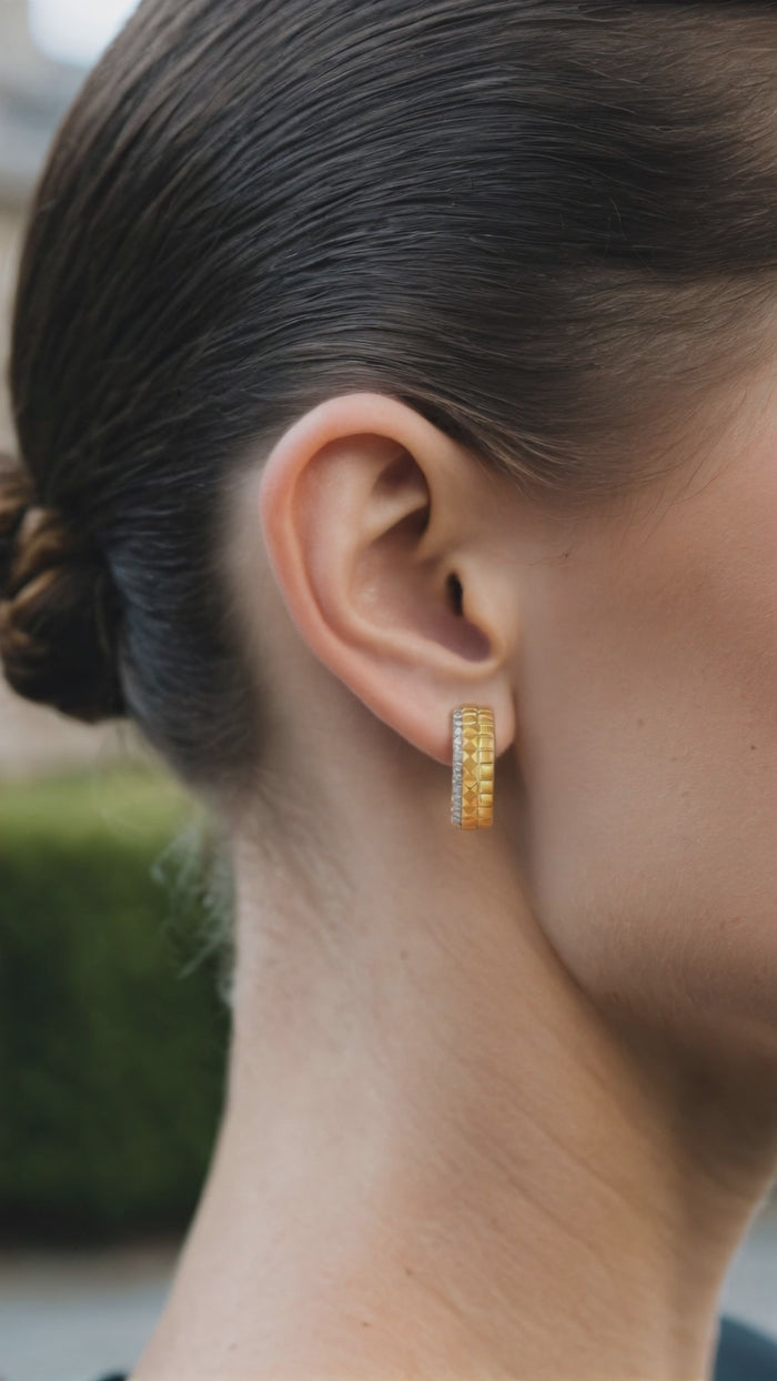 Classic Diamond Halo Circle Earrings in 14K Yellow Gold