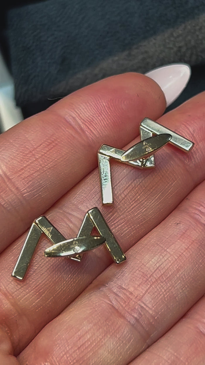 Designer 'm' Letter Cufflinks in 14K Yellow Gold