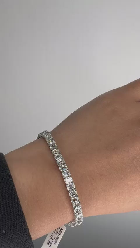 Emerald Platinum Diamond Bracelet in 18K White Gold