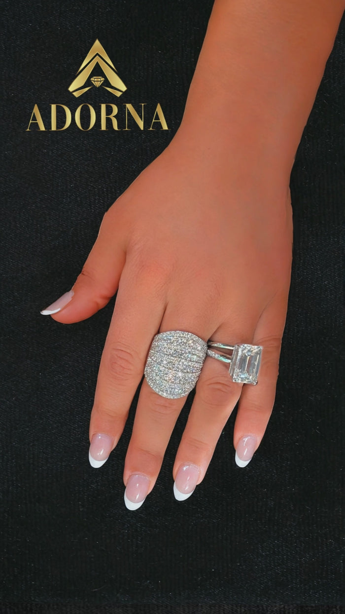 Oversized Micro Pave Statement Ring in 18K White Gold