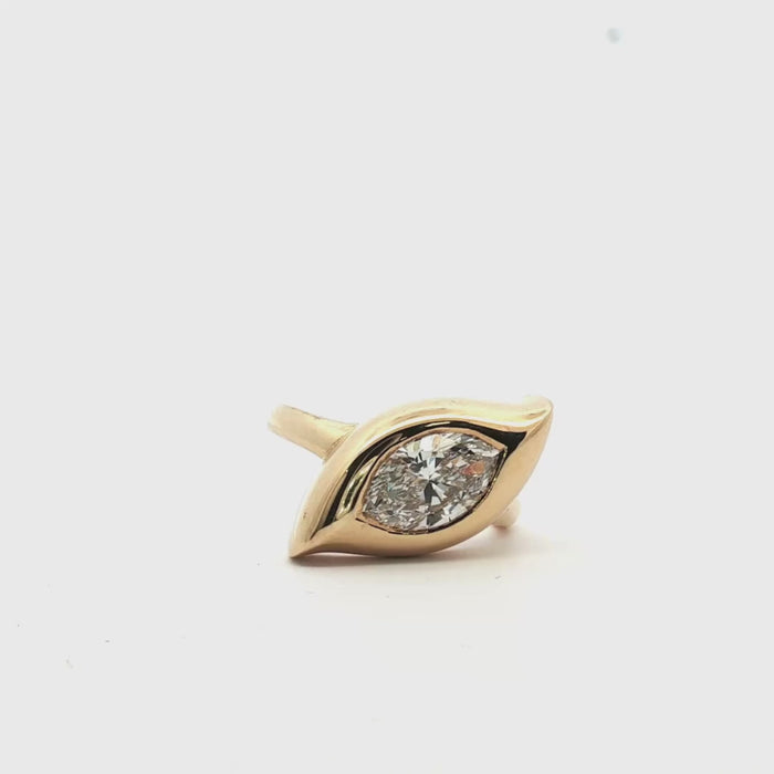 Marquise Bezel Set Diamond Ring in 14K Yellow Gold