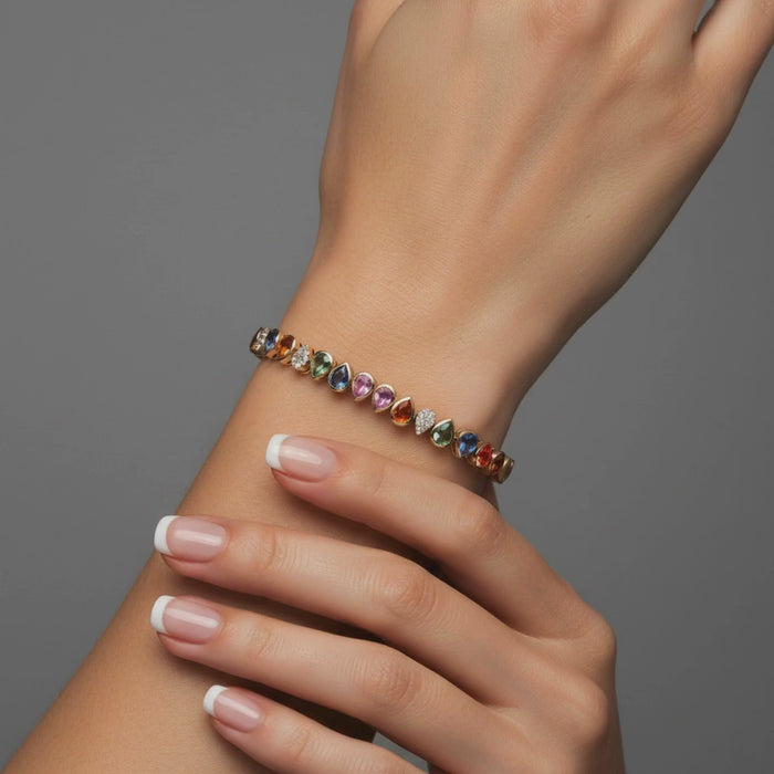 Diamond Multi-Sapphire Bracelet in 14K Yellow Gold