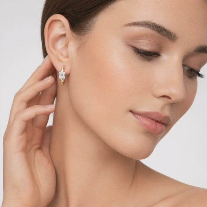 Aurora Bliss Diamond Hoop Earrings in 14K Yellow Gold