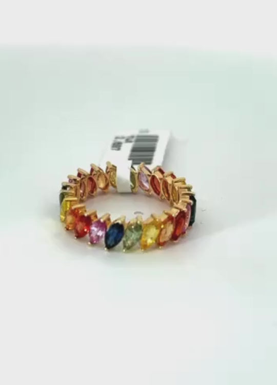 Celestial Spectrum Rainbow Gemstone Ring in 18K Yellow Gold