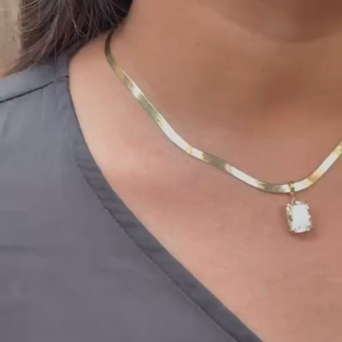 Radiant Signature Herringbone 14K Yellow Gold Necklace