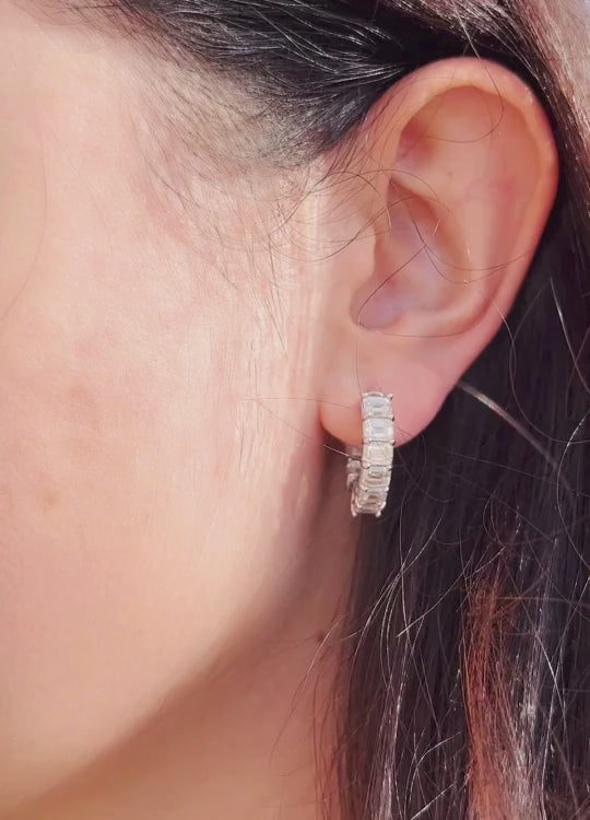 Baguette Diamond Inside Out Hoop Earrings in 14K White Gold