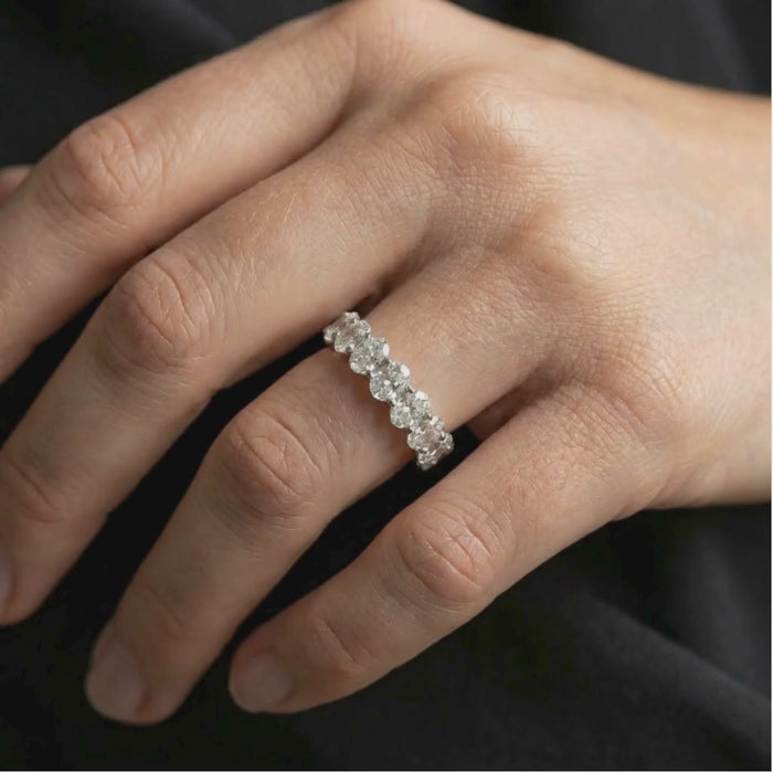 Oval Diamonds 14K White Gold Accent Eternity Band Ring