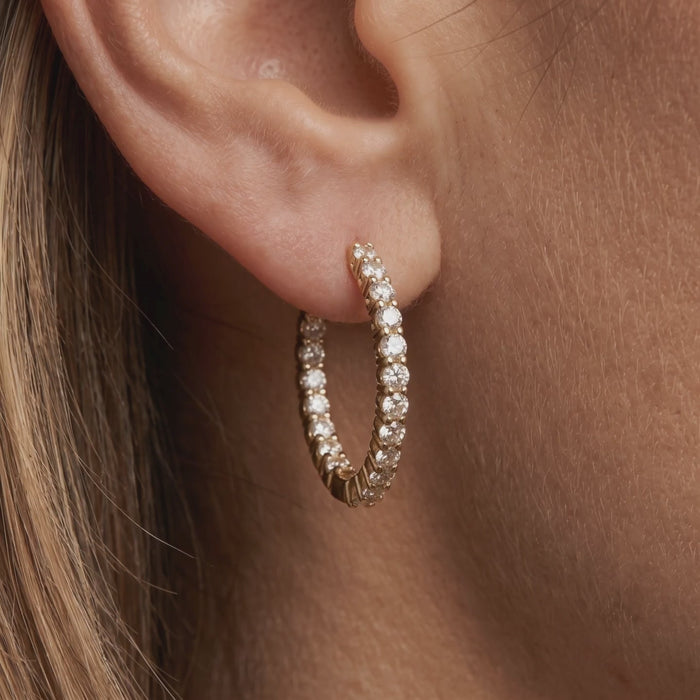 Diamond Radiance Hoop Earrings in 14K Yellow Gold