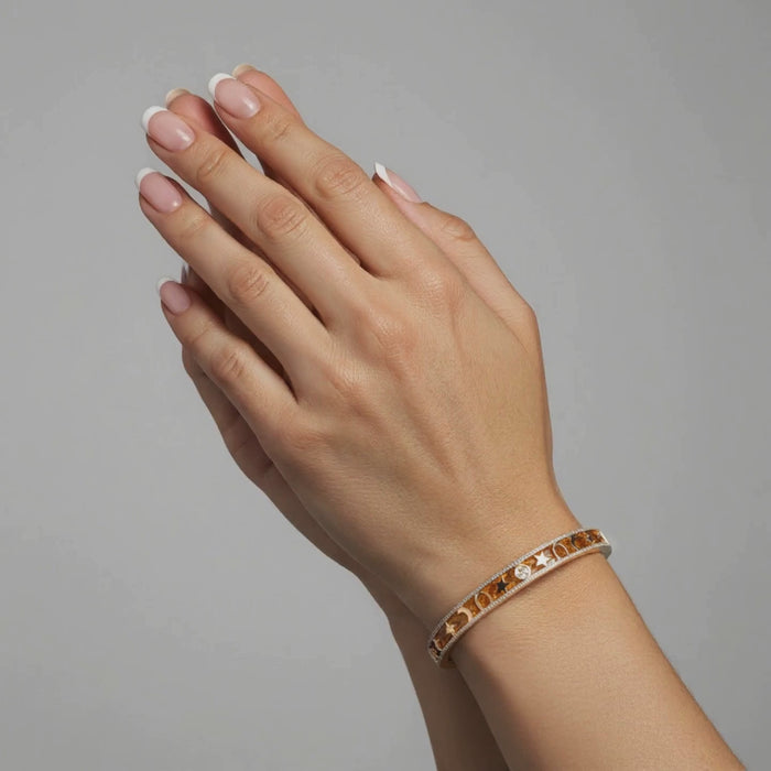 Diamond Round Bangle Bracelet in 14K Yellow Gold