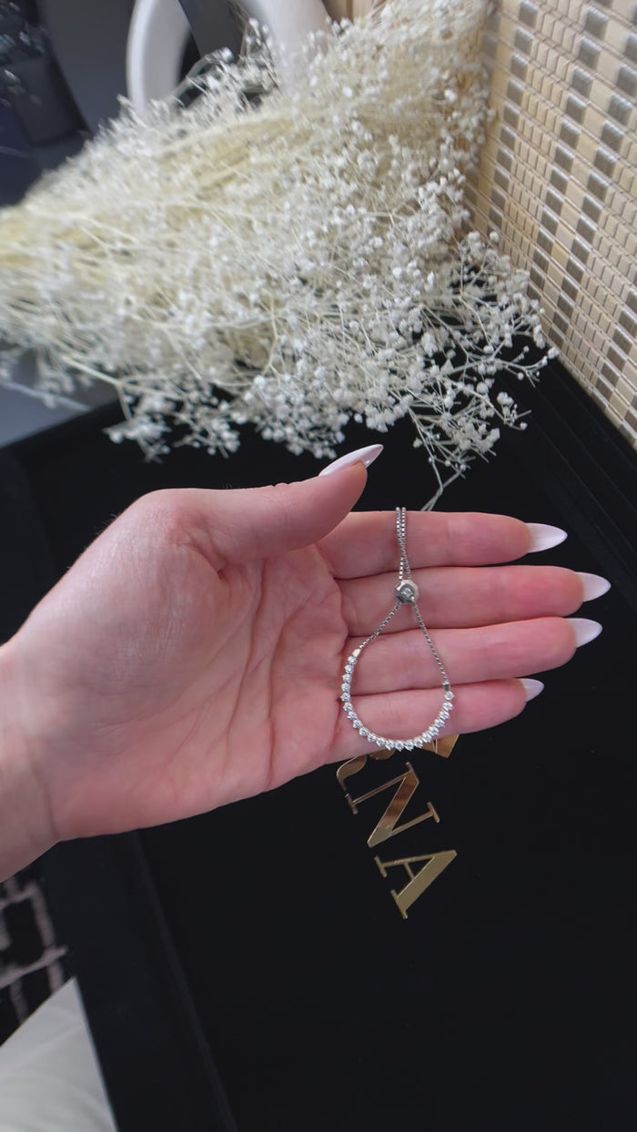 Tapered Diamond Fringe Necklace in 14K White Gold