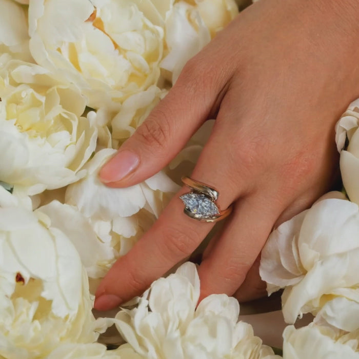 Marquise Diamond Three-Stone Ring in 14K Yellow Gold