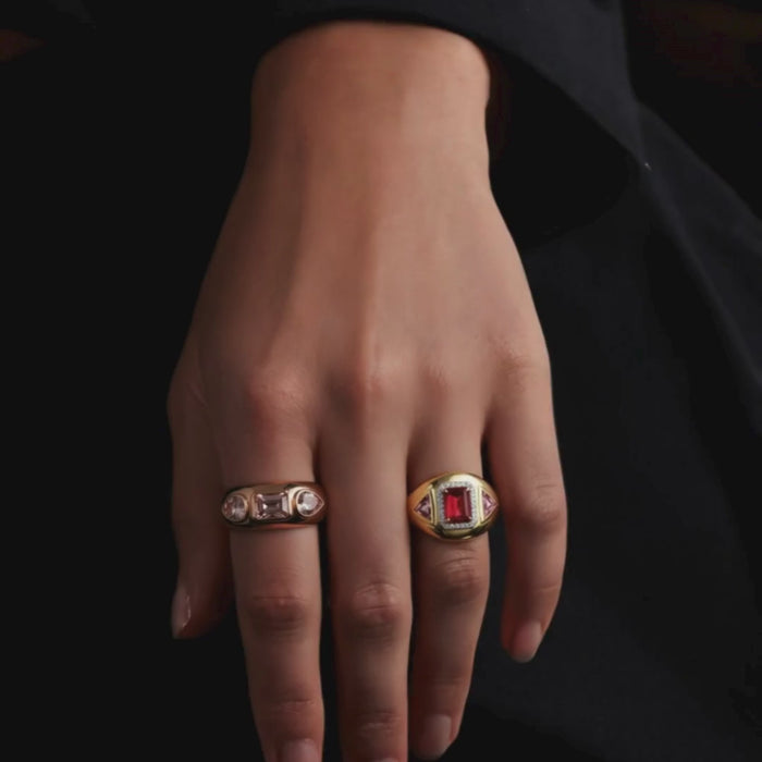 Tri-Stone Morganite Statement Ring in 14K Rose Gold