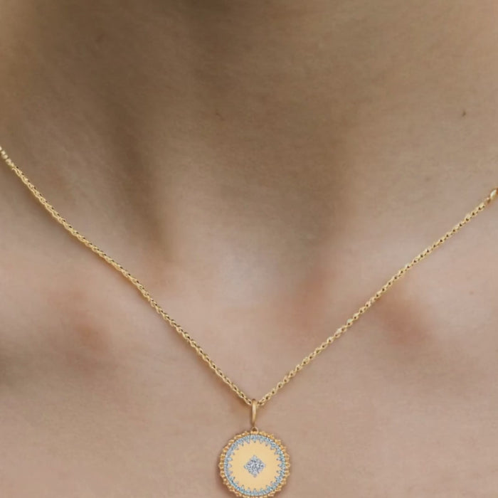 Round Motion Diamond Pendant Necklace in 14K Yellow Gold