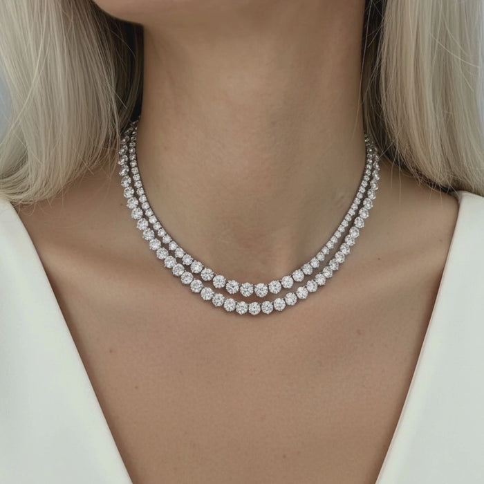 Timeless Straight Tennis Diamond Necklace in 14K White Gold