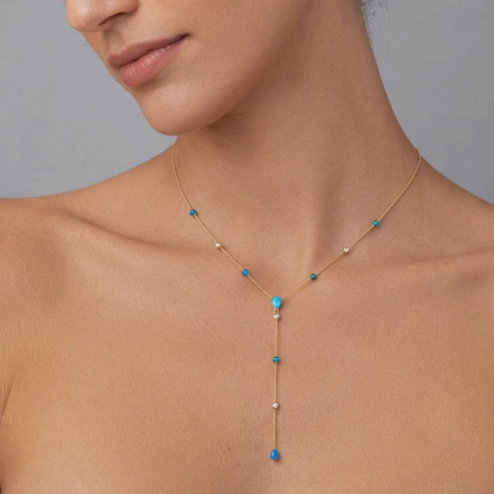 Diamond Harmony Lariat Necklace in 14K Yellow Gold
