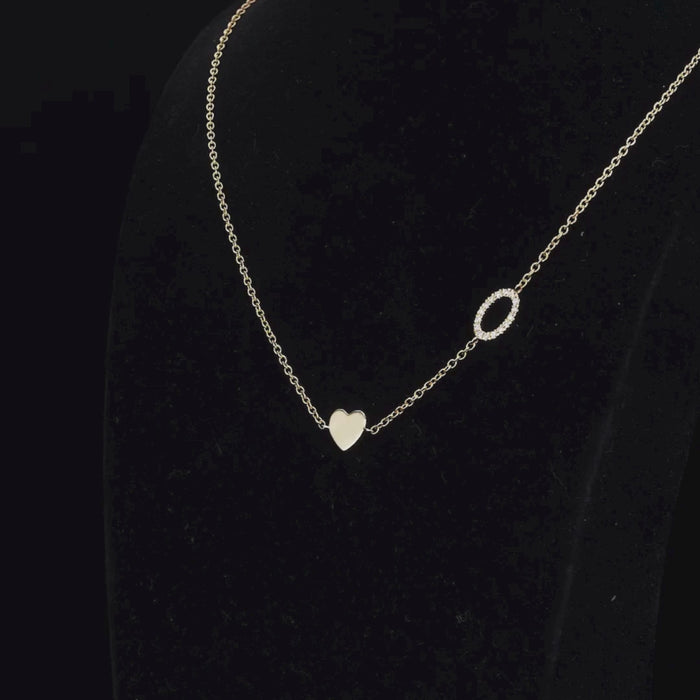 Gold Heart 14K Oval Pendant Necklace