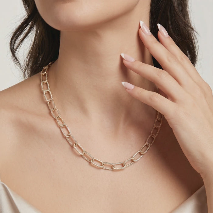 Diamond Luxe Link Chain Necklace in 14K Yellow Gold