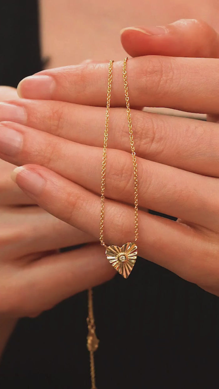 Heart Shape 14K Radiant Heart Diamond Necklace Earrings Set