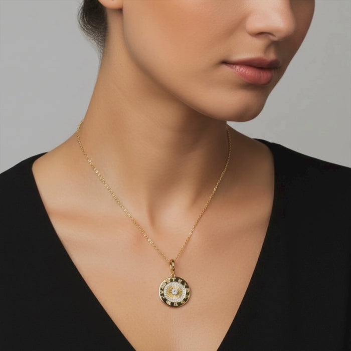 Clarity Round Pendant Diamond Necklace in 14K Yellow Gold