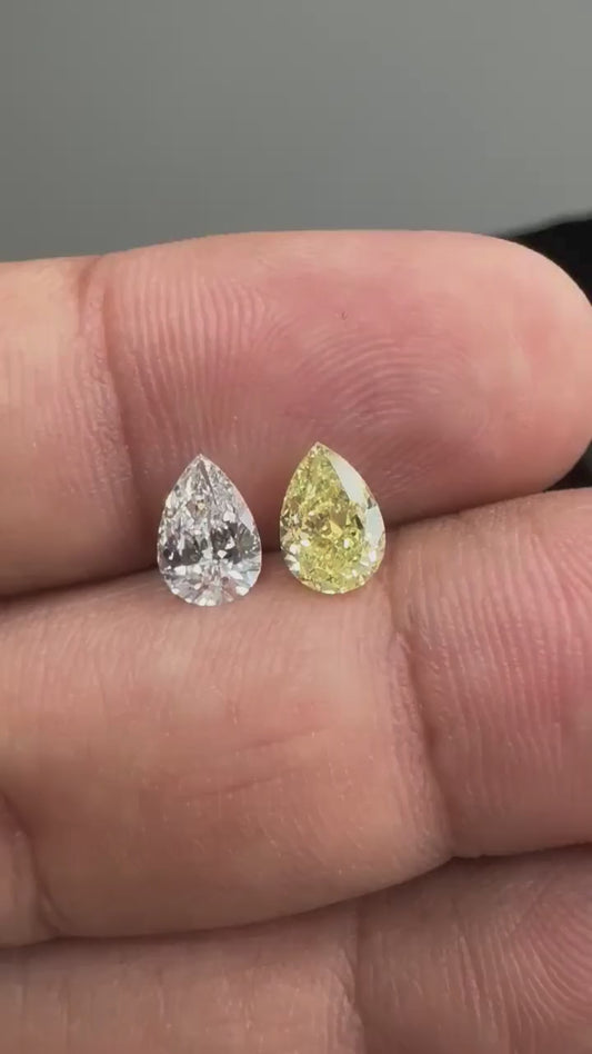 Fancy Two Color Pear Shape Diamond Ring in 14K Yellow Gold