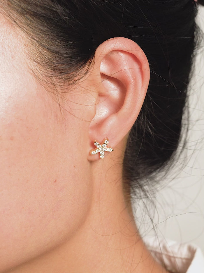 Golden Aurora Star Earrings in 14K Yellow Gold